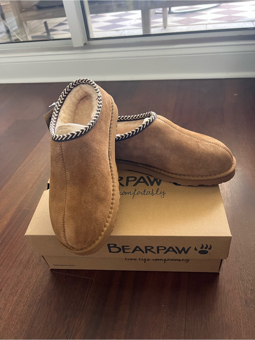 BearPaw Chestnut Tan Suede Slip-On Cozy Slippers